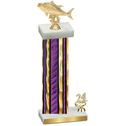 Accented Single Purple Glacier Year Fishing Trophy