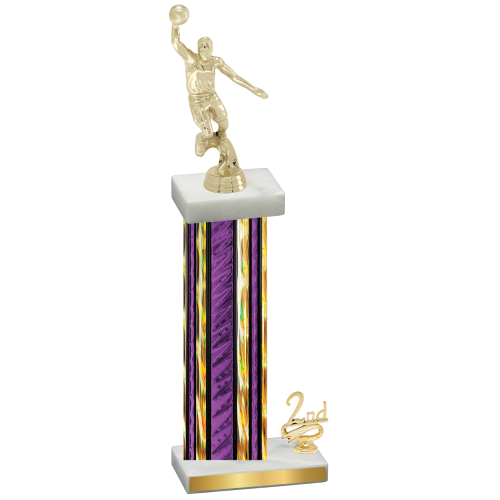 Accented Single Purple Glacier Second Place Basketball Trophy