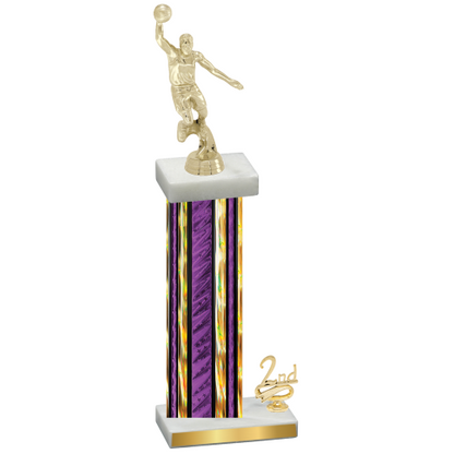Accented Single Purple Glacier Second Place Basketball Trophy