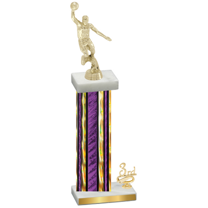 Accented Single Purple Glacier Third Place Basketball Trophy