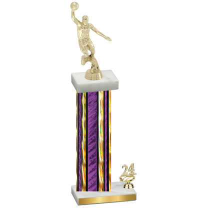 Accented Single Purple Glacier Year Basketball Trophy