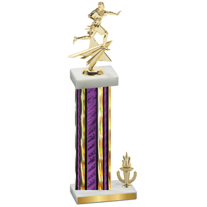 Accented Single Purple Glacier Victory Flag Football Trophy