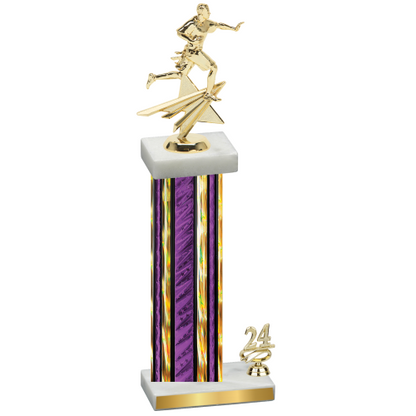 Accented Single Purple Glacier Year Flag Football Trophy