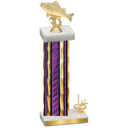 Accented Single Purple Glacier First Place Fishing Trophy