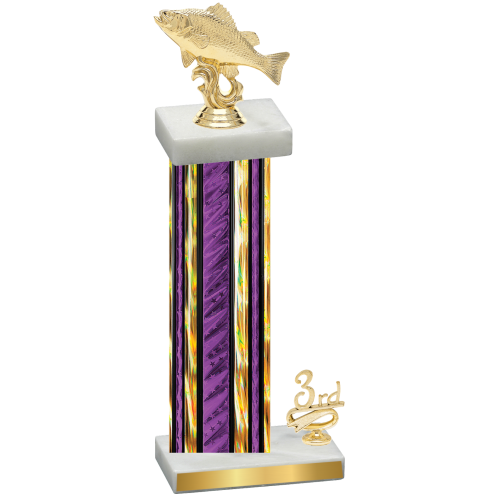 Accented Single Purple Glacier Third Place Fishing Trophy