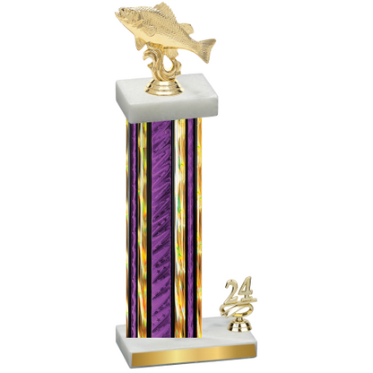 Accented Single Purple Glacier Year Fishing Trophy