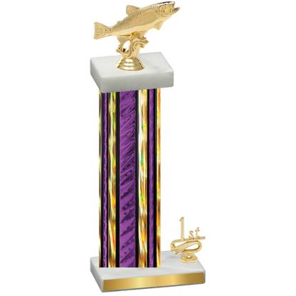 Accented Single Purple Glacier First Place Fishing Trophy