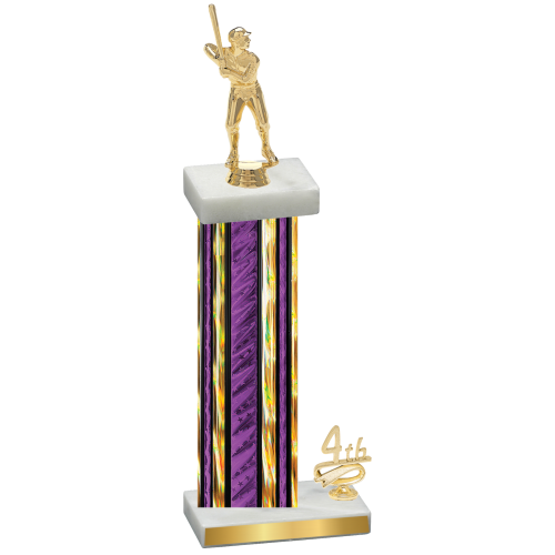 Accented Single Purple Glacier Fourth Place Baseball Trophy