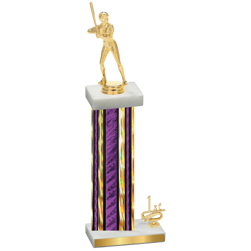 Accented Single Purple Glacier First Place Softball Trophy