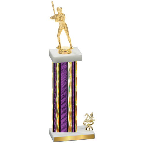 Accented Single Purple Glacier Year Softball Trophy