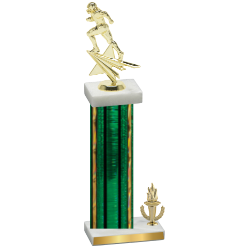 Accented Single Green Glacier Victory Football Trophy