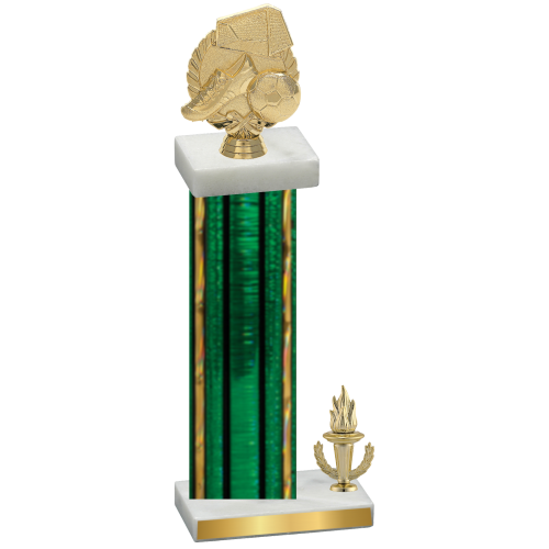 Accented Single Green Glacier Victory Soccer Trophy