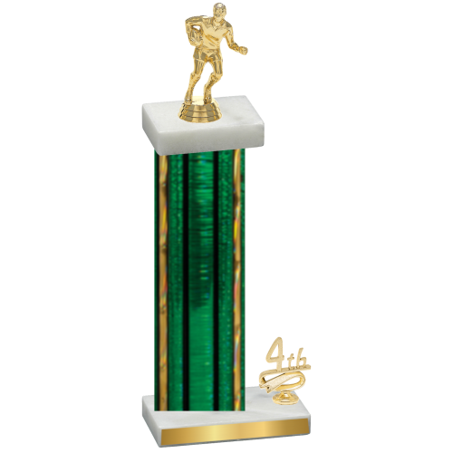 Accented Single Green Glacier Fourth Place Rugby Trophy