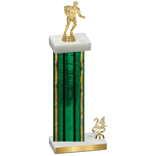 Accented Single Green Glacier Year Rugby Trophy