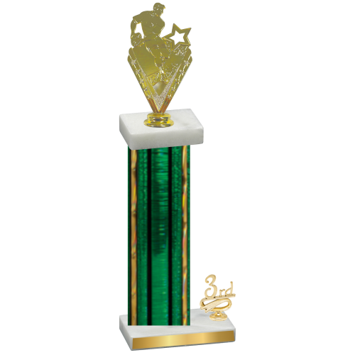 Accented Single Green Glacier Third Place Rugby Trophy