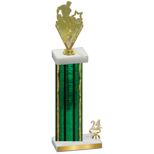 Accented Single Green Glacier Year Rugby Trophy