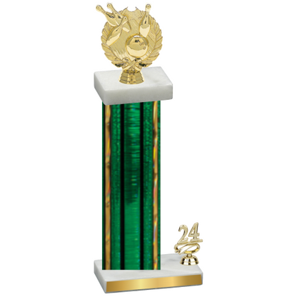 Accented Single Green Glacier Year Bowling Trophy