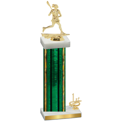 Accented Single Green Glacier First Place Lacrosse Trophy