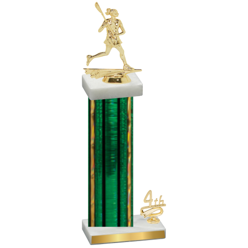 Accented Single Green Glacier Fourth Place Lacrosse Trophy