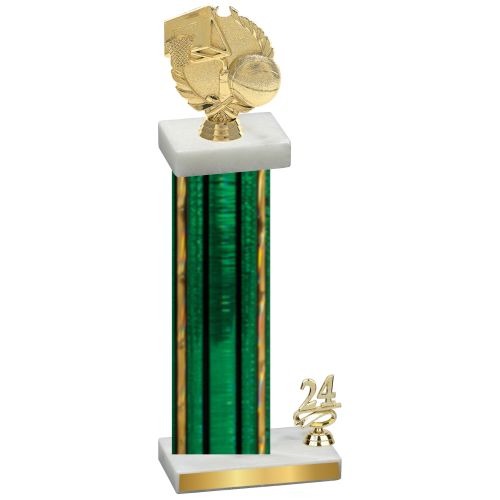 Accented Single Green Glacier Year Basketball Trophy