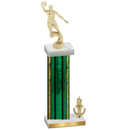 Accented Single Green Glacier Victory Basketball Trophy