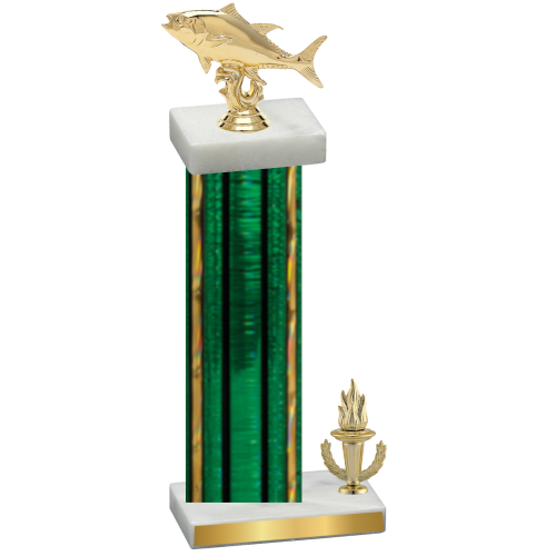 Accented Single Green Glacier Victory Fishing Trophy