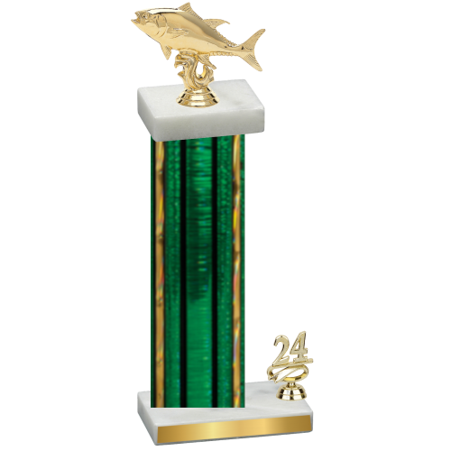 Accented Single Green Glacier Year Fishing Trophy