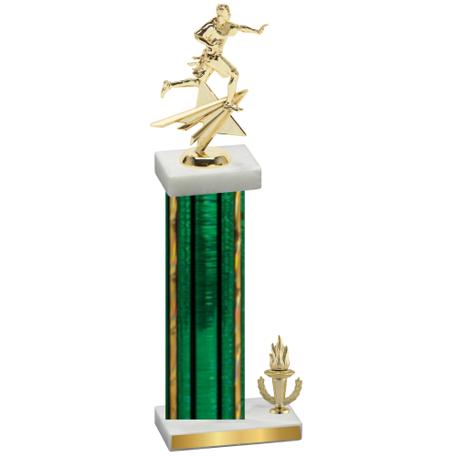 Accented Single Green Glacier Victory Flag Football Trophy