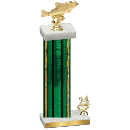 Accented Single Green Glacier Year Fishing Trophy