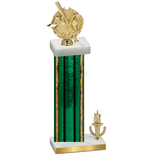 Accented Single Green Glacier Victory Baseball Trophy