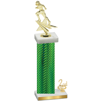 Accented Single Green Carbon Fiber Second Place Football Trophy