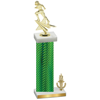 Accented Single Green Carbon Fiber Victory Football Trophy