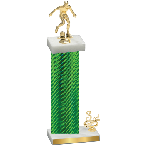 Accented Single Green Carbon Fiber Third Place Soccer Trophy