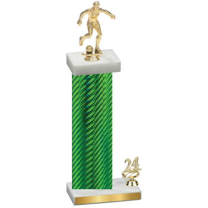 Accented Single Green Carbon Fiber Year Soccer Trophy