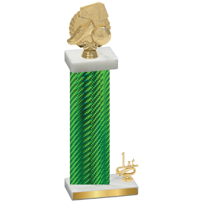 Accented Single Green Carbon Fiber First Place Soccer Trophy