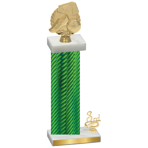 Accented Single Green Carbon Fiber Third Place Soccer Trophy