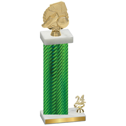 Accented Single Green Carbon Fiber Year Soccer Trophy