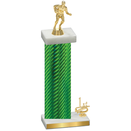 Accented Single Green Carbon Fiber First Place Rugby Trophy