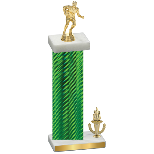 Accented Single Green Carbon Fiber Victory Rugby Trophy