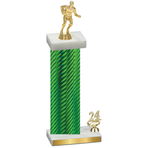 Accented Single Green Carbon Fiber Year Rugby Trophy