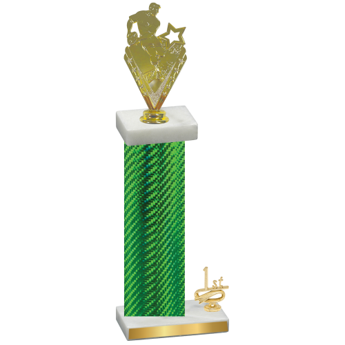 Accented Single Green Carbon Fiber First Place Rugby Trophy