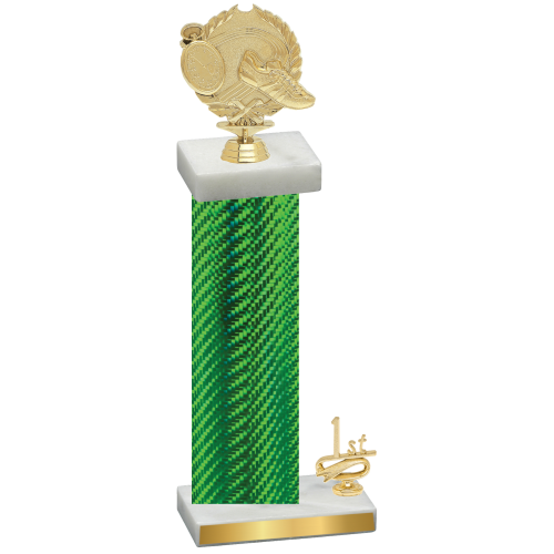 Accented Single Green Carbon Fiber First Place Running Trophy