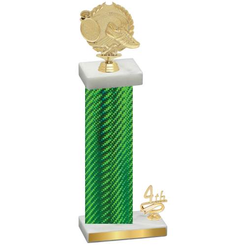 Accented Single Green Carbon Fiber Fourth Place Running Trophy