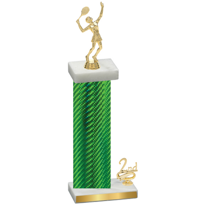 Accented Single Green Carbon Fiber Second Place Tennis Trophy