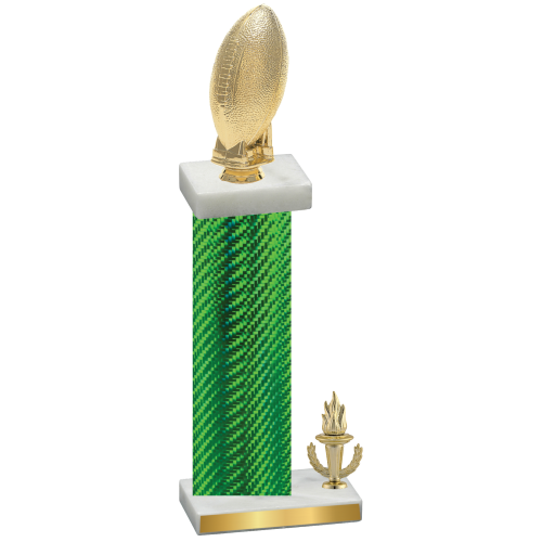 Accented Single Green Carbon Fiber Victory Football Trophy