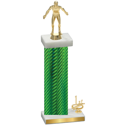 Accented Single Green Carbon Fiber First Place Wrestling Trophy
