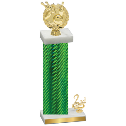 Accented Single Green Carbon Fiber Second Place Bowling Trophy