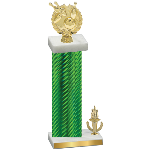 Accented Single Green Carbon Fiber Victory Bowling Trophy