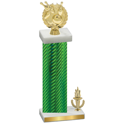 Accented Single Green Carbon Fiber Victory Bowling Trophy