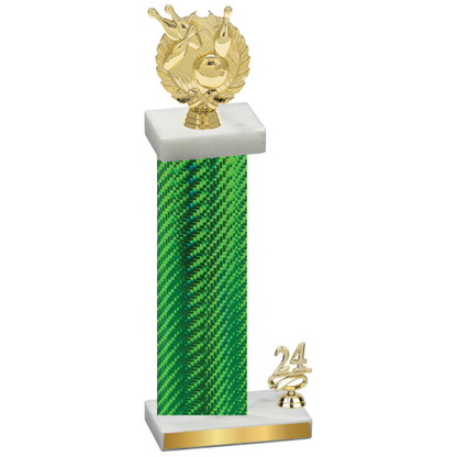 Accented Single Green Carbon Fiber Year Bowling Trophy